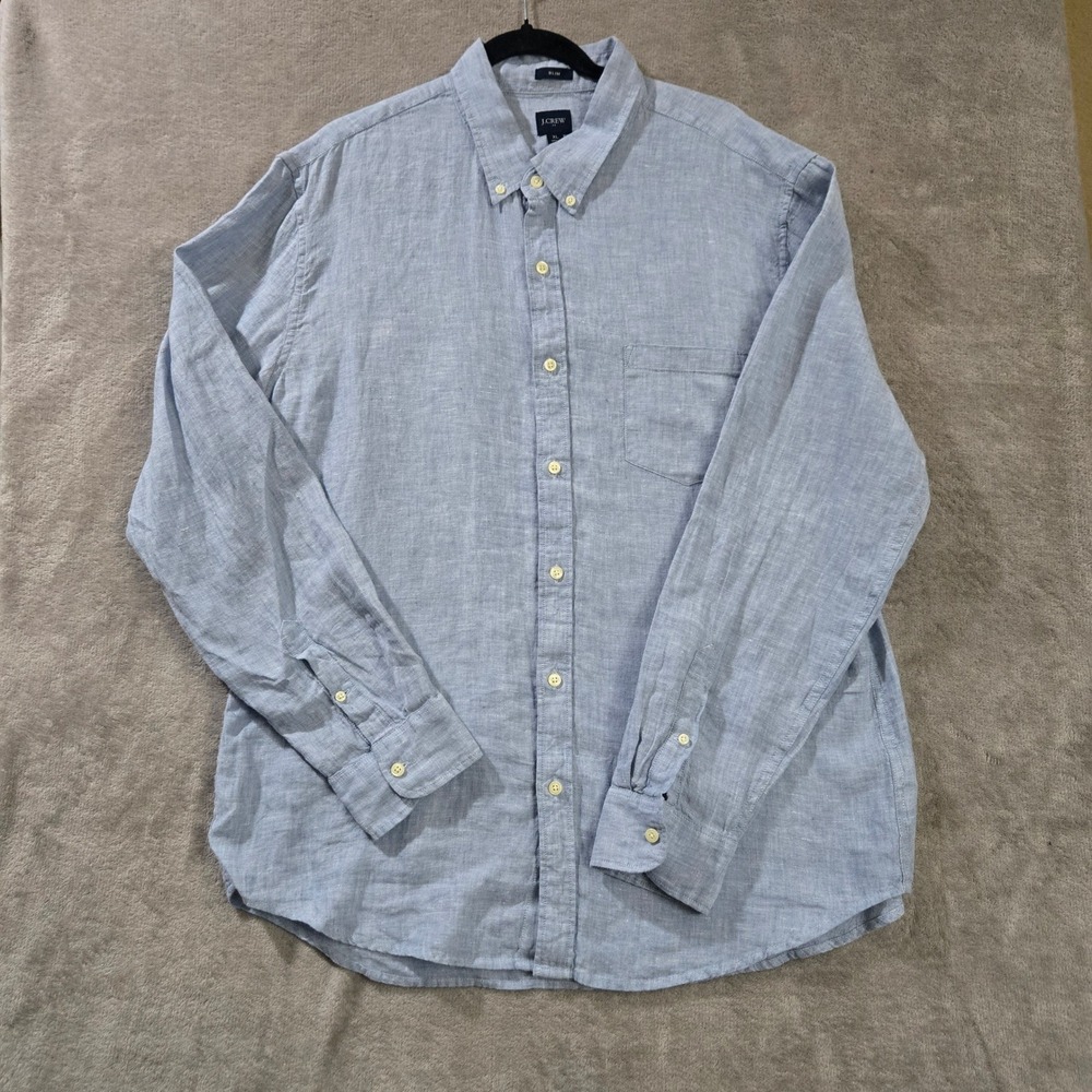 J.Crew Linen Shirt Men XL Slim Casual Preppy Coastal Old Money‎ Beach Hamptons